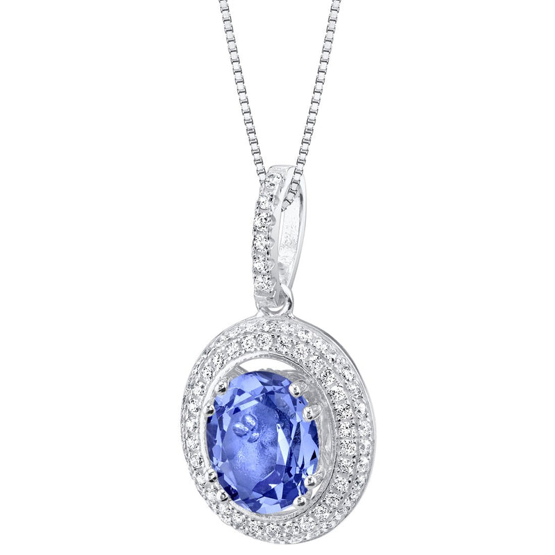 Simulated Tanzanite Sterling Silver Harmony Pendant Necklace 3 Carats