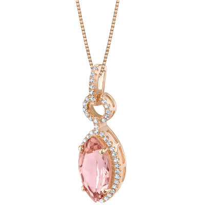 Simulated Morganite Rose-Tone Sterling Silver Royal Pendant Necklace 3.50 Carats