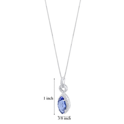 Simulated Tanzanite Sterling Silver Royal Pendant Necklace 3.50 Carats