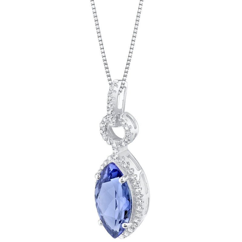 Simulated Tanzanite Sterling Silver Royal Pendant Necklace 3.50 Carats