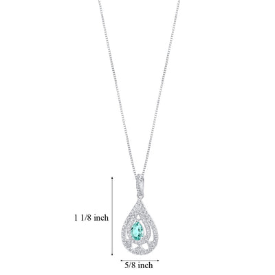 Simulated Paraiba Tourmaline Sterling Silver Divine Pendant Necklace 1 Carat