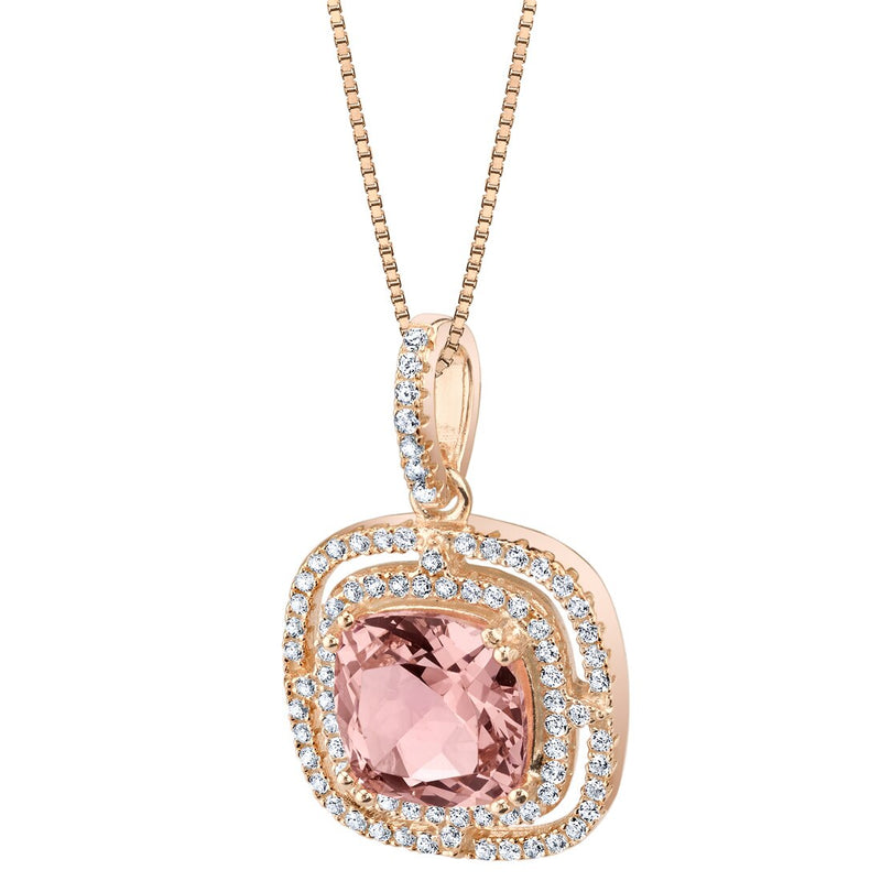 Simulated Morganite Rose-Tone Sterling Silver Glisten Pendant 4 Carats