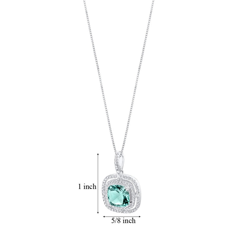 Simulated Paraiba Tourmaline Sterling Silver Glisten Pendant Necklace 4 Carats