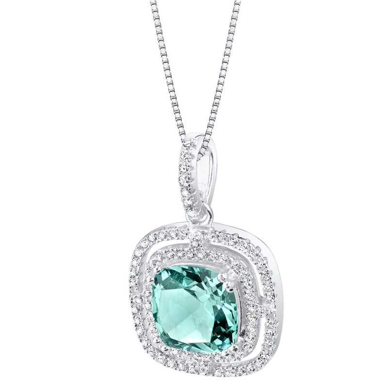 Simulated Paraiba Tourmaline Sterling Silver Glisten Pendant Necklace 4 Carats