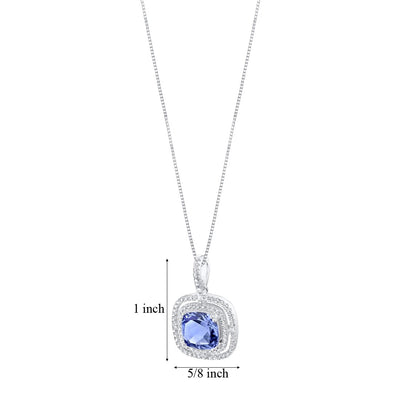 Simulated Tanzanite Sterling Silver Glisten Pendant Necklace 4 Carats