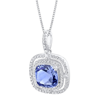 Simulated Tanzanite Sterling Silver Glisten Pendant Necklace 4 Carats