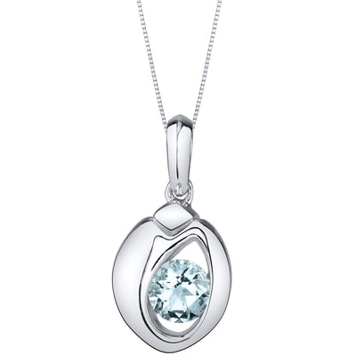 Aquamarine Sterling Silver Sphere Pendant Necklace