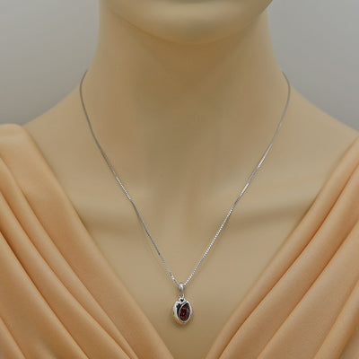 Garnet Sterling Silver Sphere Pendant Necklace