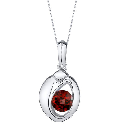 Garnet Sterling Silver Sphere Pendant Necklace