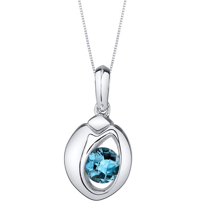 London Blue Topaz Sterling Silver Sphere Pendant Necklace