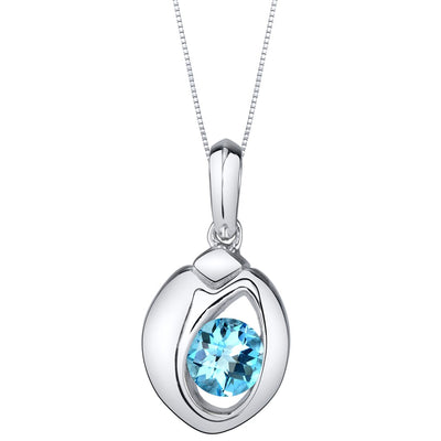 Swiss Blue Topaz Sterling Silver Sphere Pendant Necklace