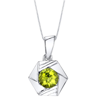 Peridot Cirque Solitaire Pendant Necklace Sterling Silver