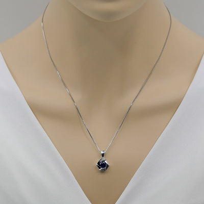 Created Blue Sapphire Sterling Silver Cirque Pendant Necklace