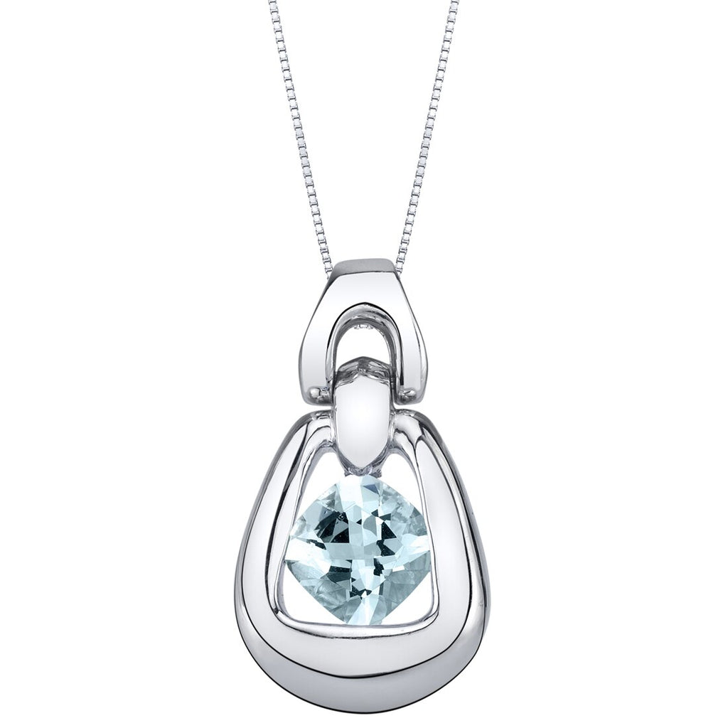 Aquamarine Sterling Silver Sungate Pendant Necklace