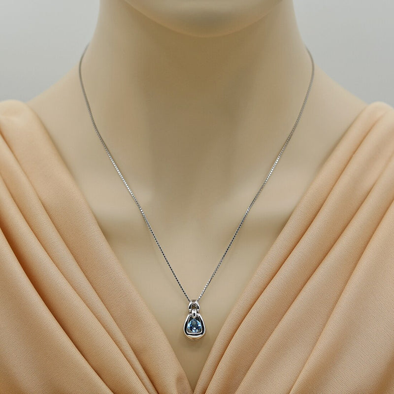 Swiss Blue Topaz Sterling Silver Sungate Pendant Necklace