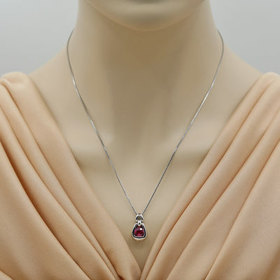 Created Ruby Sterling Silver Sungate Pendant Necklace