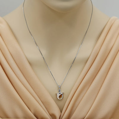 Citrine Sterling Silver Tulip Pendant Necklace