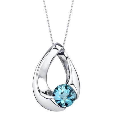 London Blue Topaz Sterling Silver Slider Pendant Necklace