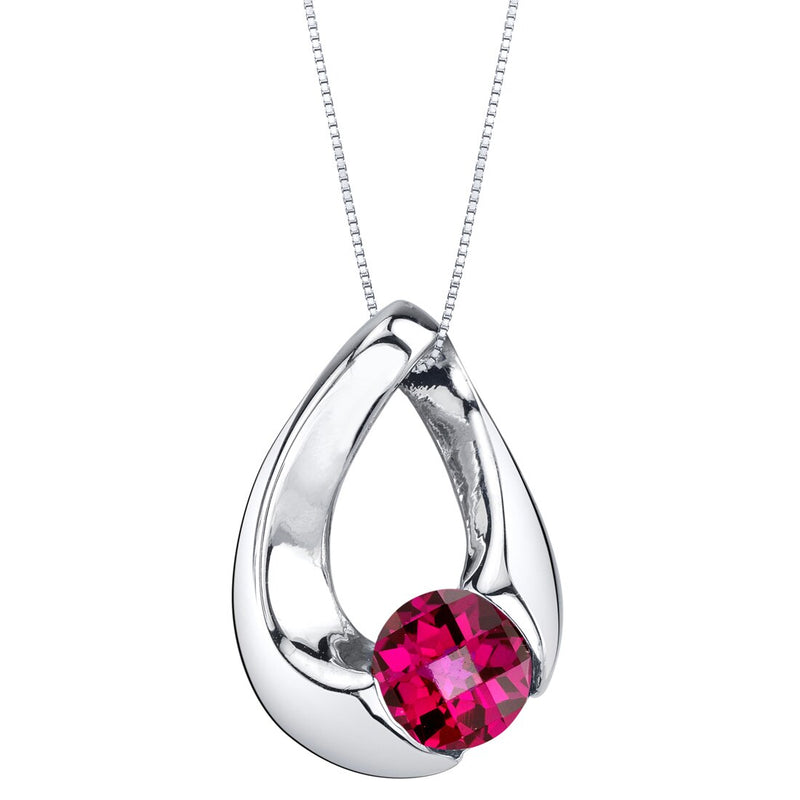 Ruby Slider Solitaire Pendant Necklace Sterling Silver