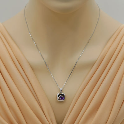 Amethyst Sterling Silver Sculpted Pendant Necklace