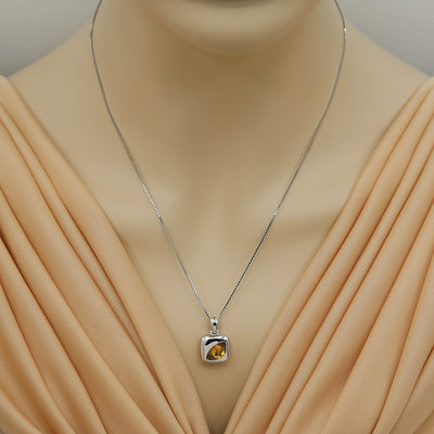 Citrine Sterling Silver Sculpted Pendant Necklace