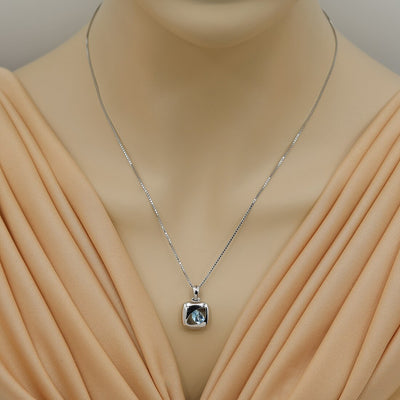 Swiss Blue Topaz Sterling Silver Sculpted Pendant Necklace