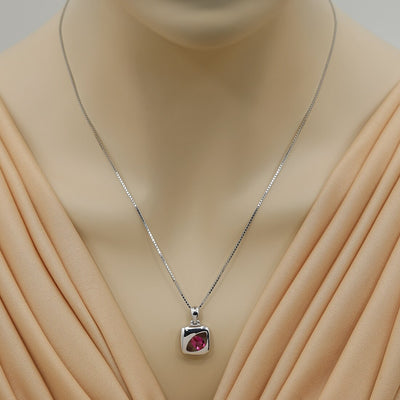 Created Ruby Sterling Silver Sculpted Pendant Necklace