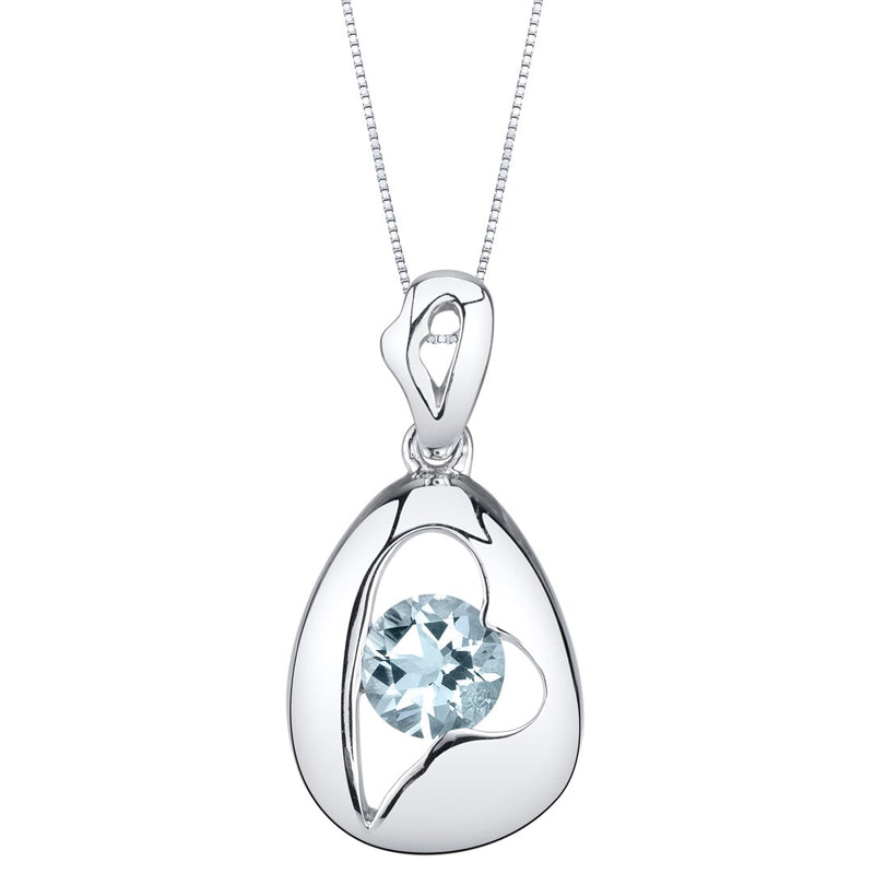 Aquamarine Sterling Silver Minimalist Pendant Necklace