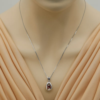Garnet Sterling Silver Minimalist Pendant Necklace