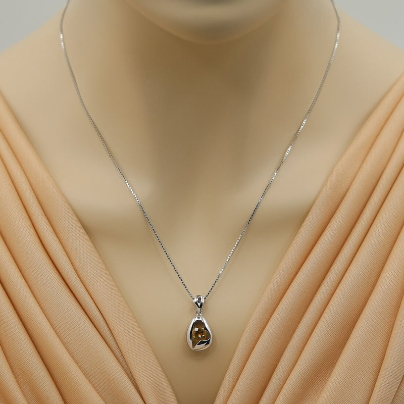 Citrine Sterling Silver Minimalist Pendant Necklace