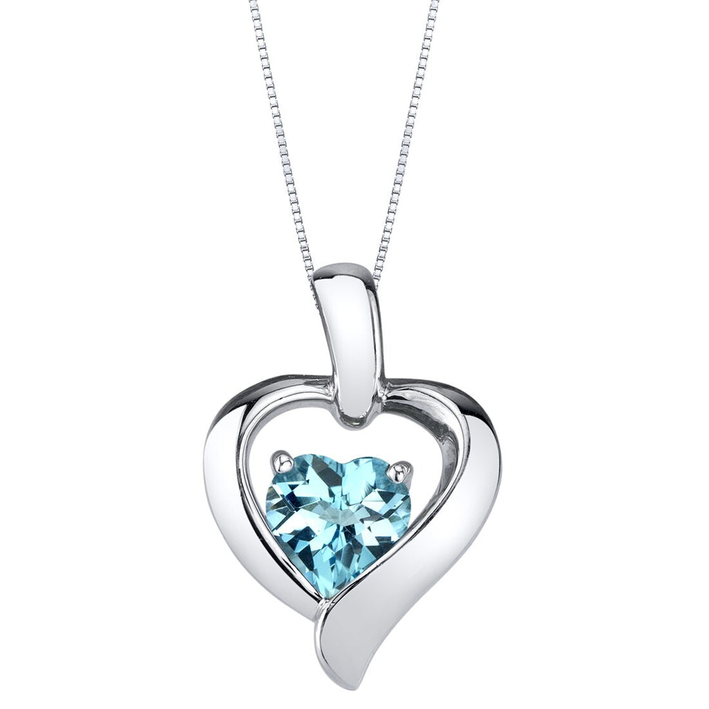 Sterling Silver Swiss Blue Topaz Heart Pendant | Peora.com