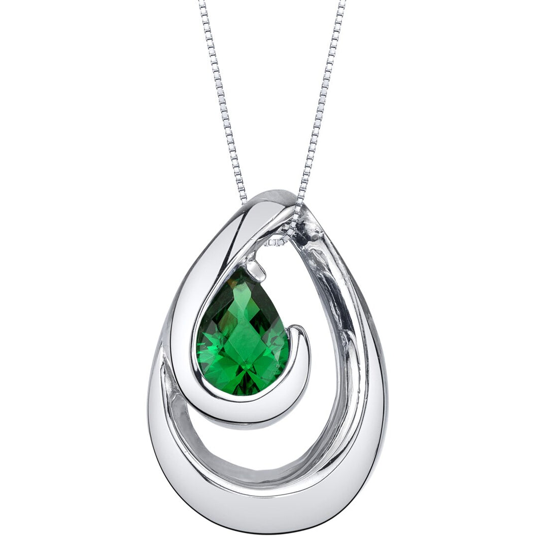 Sterling Silver Emerald Pendant 0.5Ct | SP11692 | Peora