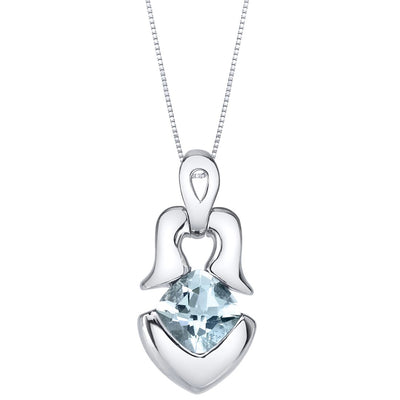 Aquamarine Sterling Silver Tumi Pendant Necklace