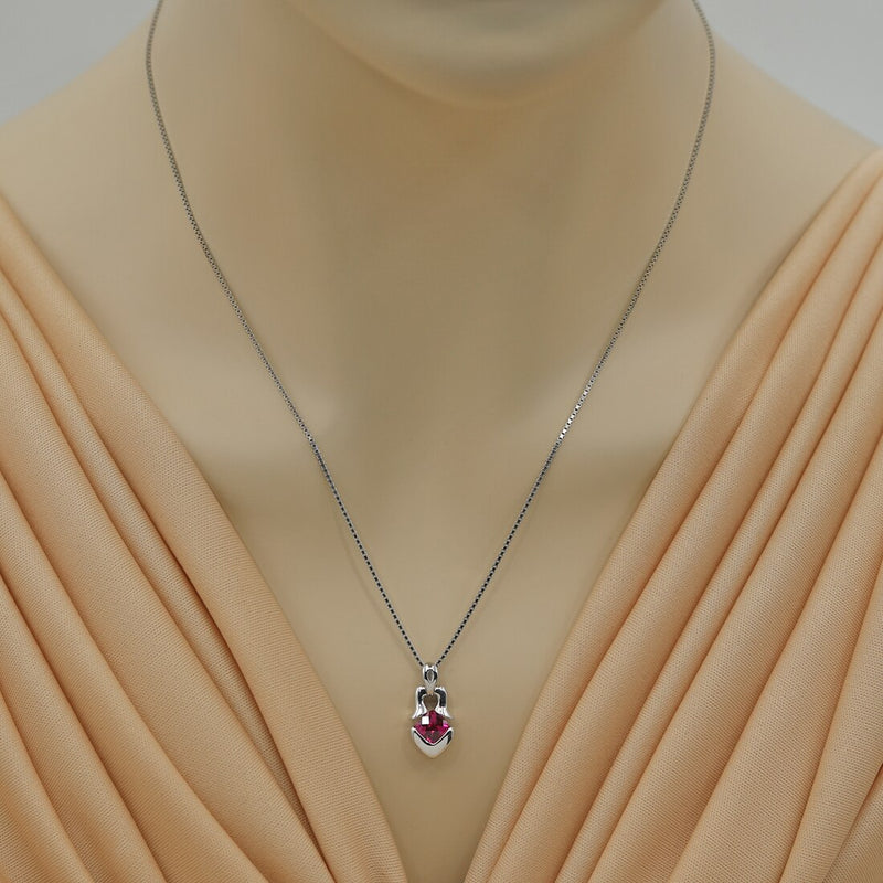 Created Ruby Sterling Silver Tumi Pendant Necklace