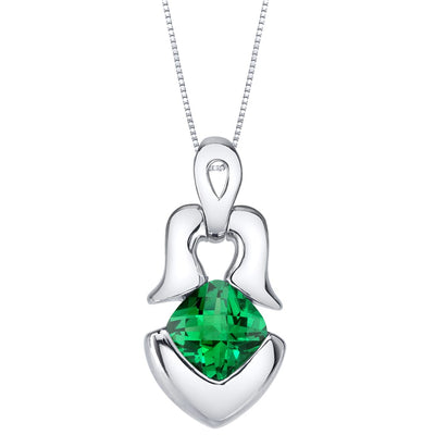 Simulated Emerald Sterling Silver Tumi Pendant Necklace