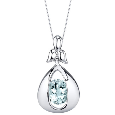 Aquamarine Sterling Silver Cascade Pendant Necklace