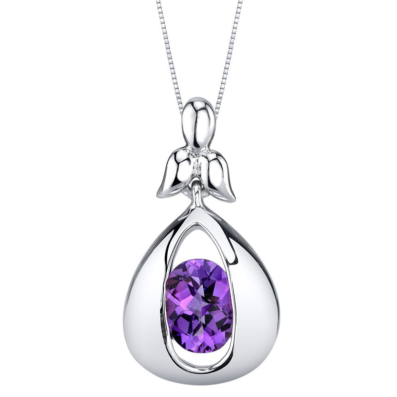 Amethyst Sterling Silver Cascade Pendant Necklace