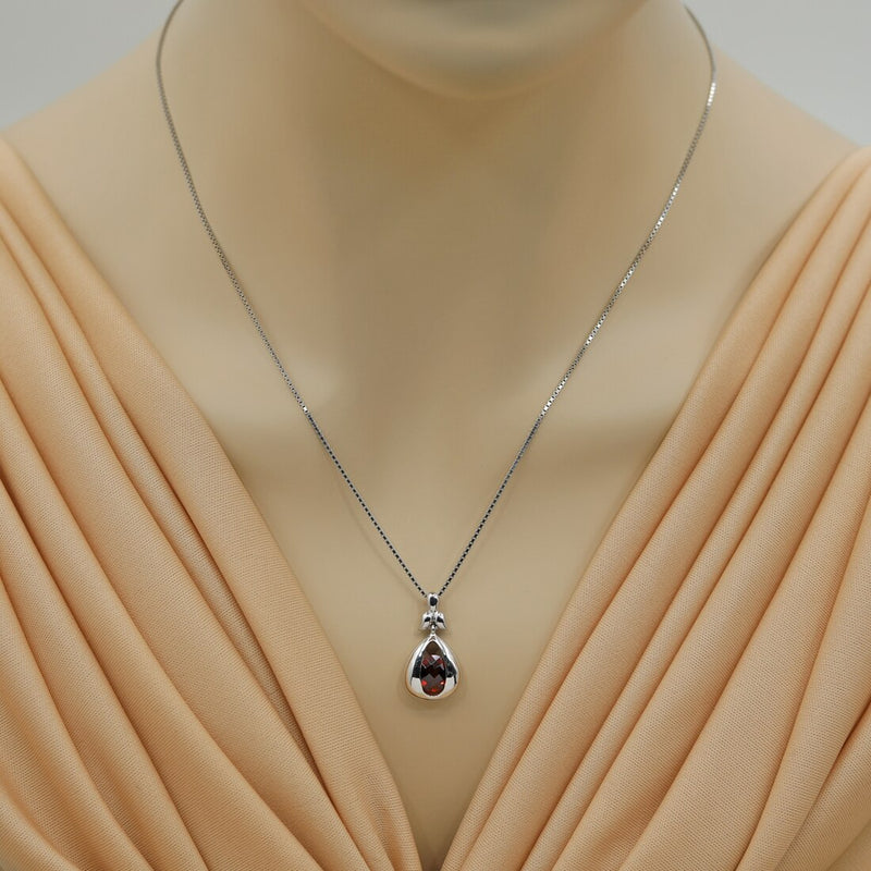 Garnet Sterling Silver Cascade Pendant Necklace