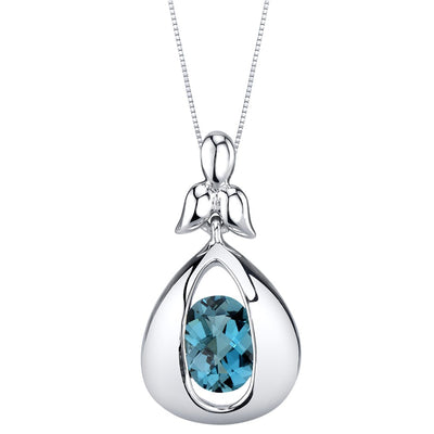 London Blue Topaz Sterling Silver Cascade Pendant Necklace