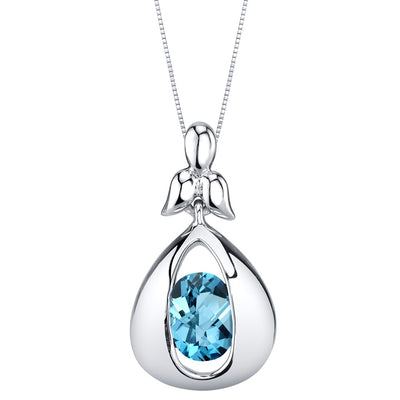 Swiss Blue Topaz Sterling Silver Cascade Pendant Necklace