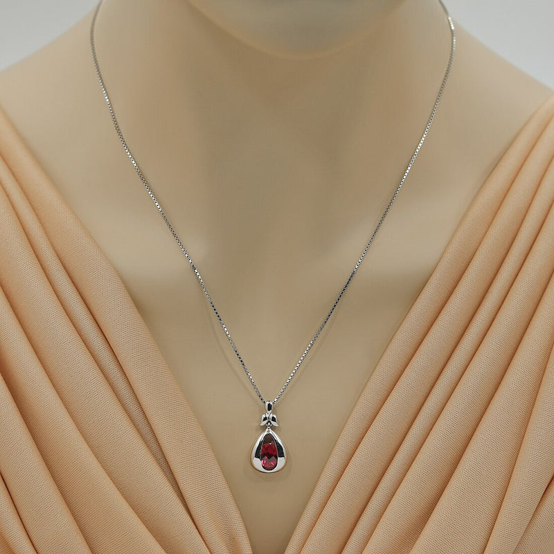 Created Ruby Sterling Silver Cascade Pendant Necklace