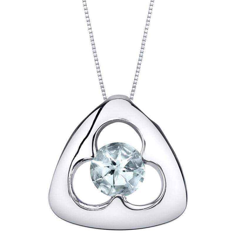 Aquamarine Sterling Silver Trinity Knot Pendant Necklace