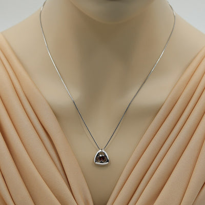 Garnet Sterling Silver Trinity Knot Pendant Necklace