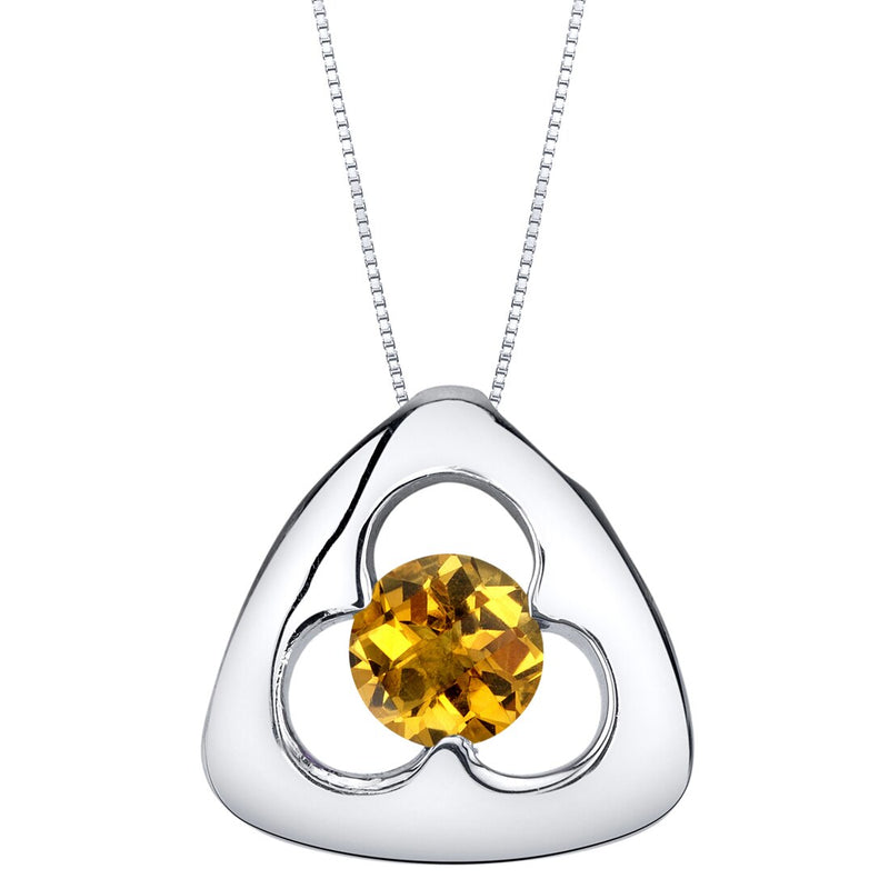 Citrine Sterling Silver Trinity Knot Pendant Necklace