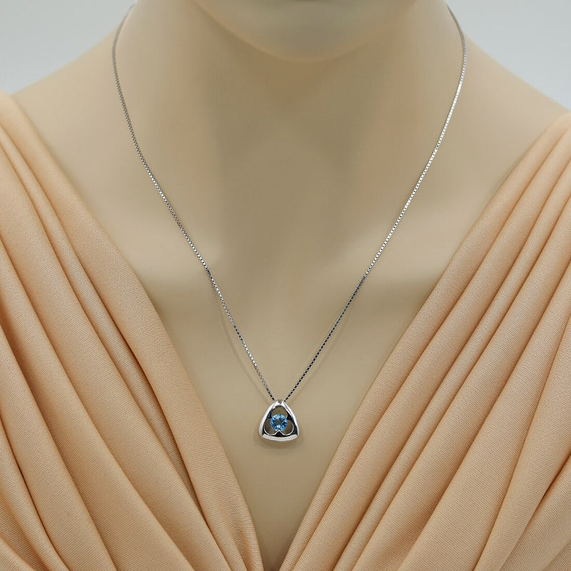 Swiss Blue Topaz Sterling Silver Trinity Knot Pendant Necklace