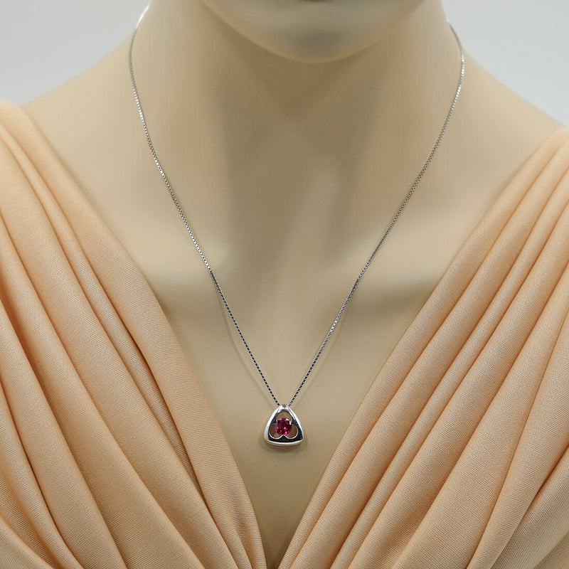 Created Ruby Sterling Silver Trinity Knot Pendant Necklace