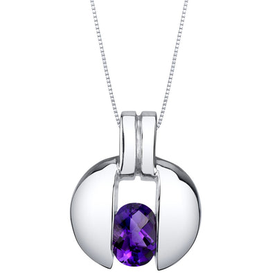 Amethyst Sterling Silver Starship Pendant Necklace