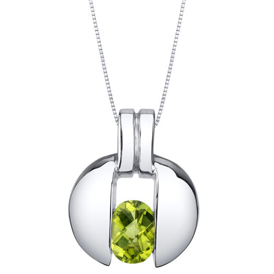 Peridot Starship Solitaire Pendant Necklace Sterling Silver
