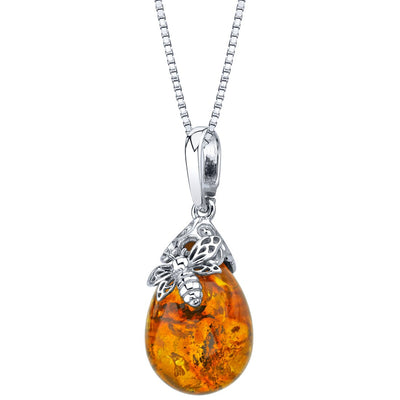 Baltic Amber Bee Pendant Necklace