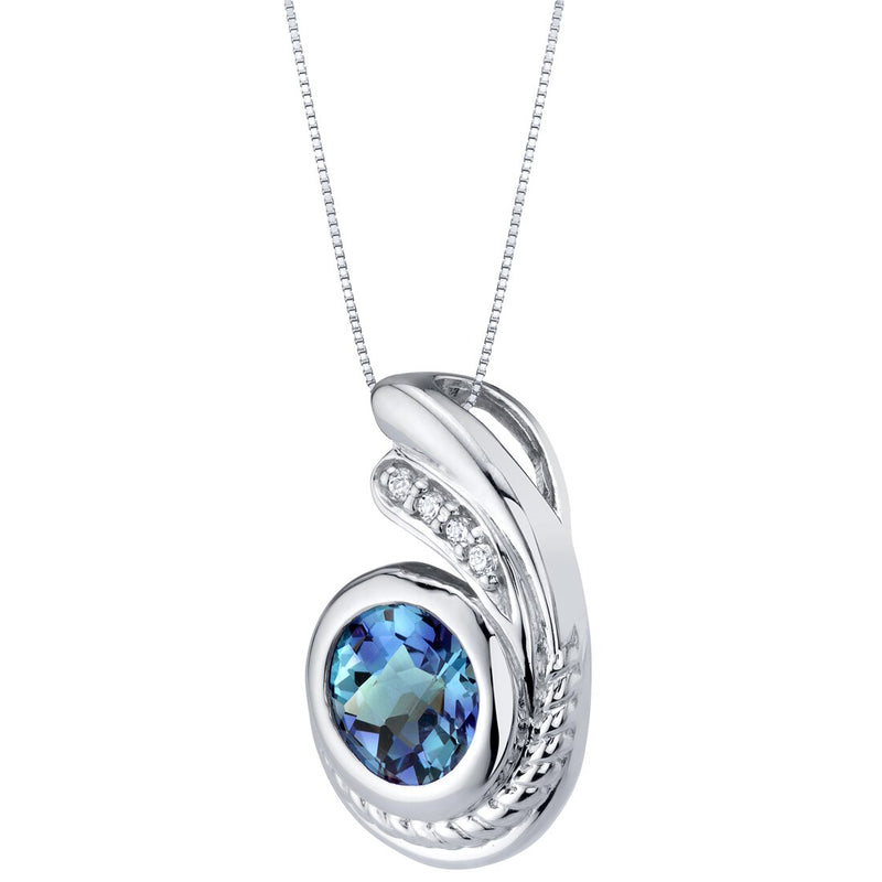 Alexandrite Scroll Shell Pendant Necklace Sterling Silver 1.75 Carats